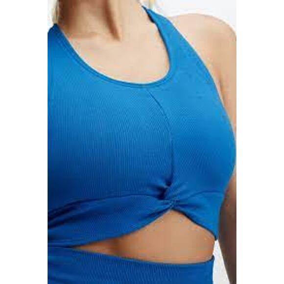 Fabletics Cloud Seamless Knotted Midi Bra Womens Size Medium Super Klein Blue - Picture 5 of 5
